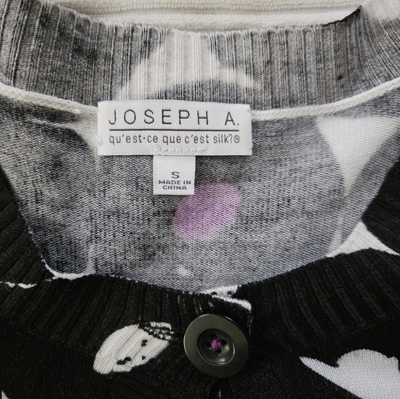Josheph A Black and White Patterned Cardigan W Pops Of Color Size S - Picture 2 of 5
